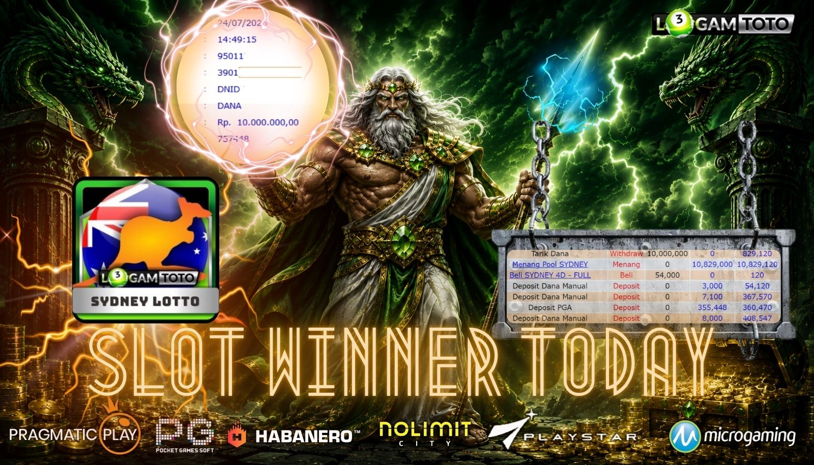 SELAMAT KEPADA MEMBER SETIA LOGAMTOTO BERHASIL JACKPOT 10.000.000 di BETTINGAN SYDNEY 